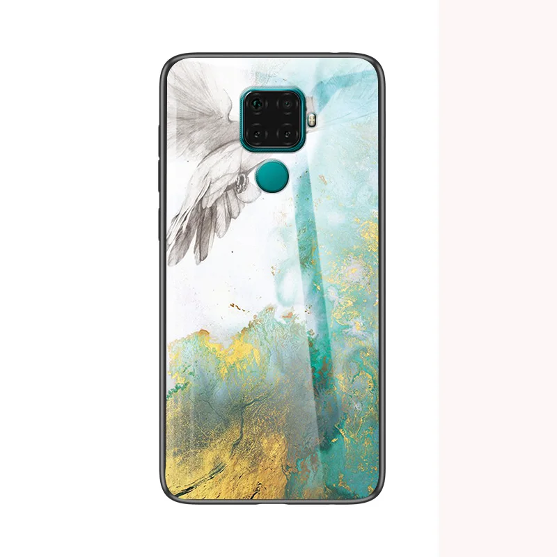 Для huawei mate 30 Lite чехол из мраморного глянцевого закаленного стекла Мягкий Силиконовый противоударный жесткий чехол для телефона для huawei Nova 5i Pro Чехол - Цвет: Flying Pigeon