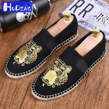 

HD Summer2020new large canvas shoes linen breathable lazy couple fisherman Students Tiger pattern fashion shoes men 5.5-11 35-45