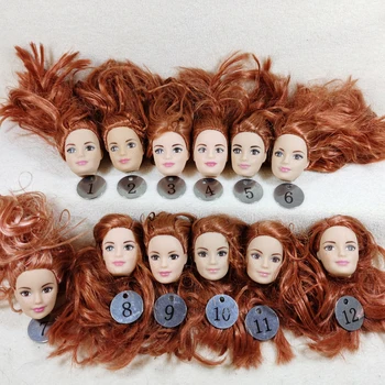 

B6-4 Original Foreign trade Northern Europe Freckles Beauty 1/6 OOAK NUDE Rarely doll head mussed dark orange hair for DIY