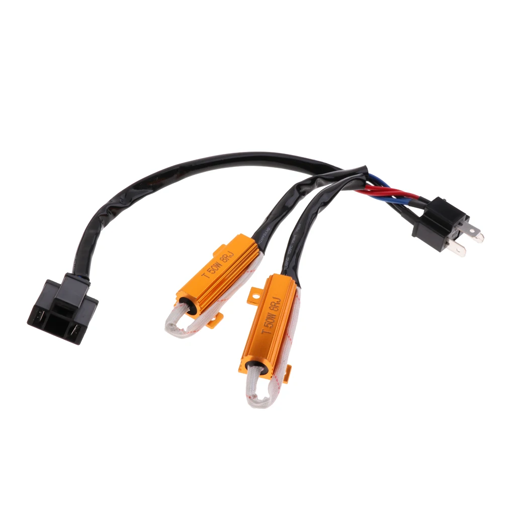 H4 LED Fog Light Headlight Load Resistor Wiring Harness Decoder 50W 8Ohm