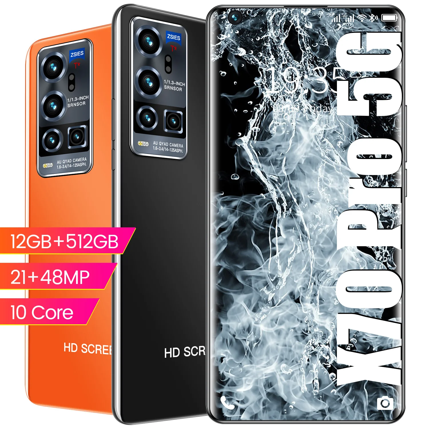 Смартфон X70 Pro на Android 2021 десять ядер экран 512 дюйма 12 Гб + 10 0 ГБ | Мобильные телефоны