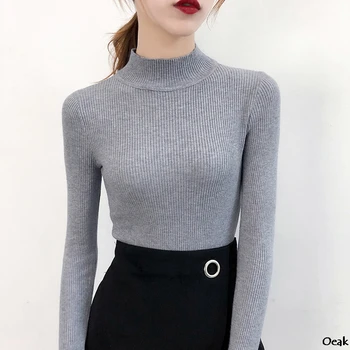 

Autumn And Winter Tight Sweater High Collar Sweater Solid Color long-sleeved Korean Version Of Tops 2020