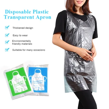 

50/100PCS Thicken disposable apron adult plastic waterproof oil-proof clothes kitchen hairdresser woman barbecue Baking party