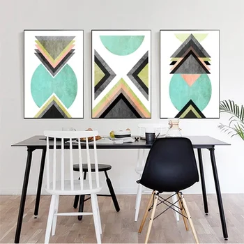 

Geometric Art Modern Scandinavian Triptych Art Canvas PosterAbstract Art Print Home Wall Decor Painting No Frame
