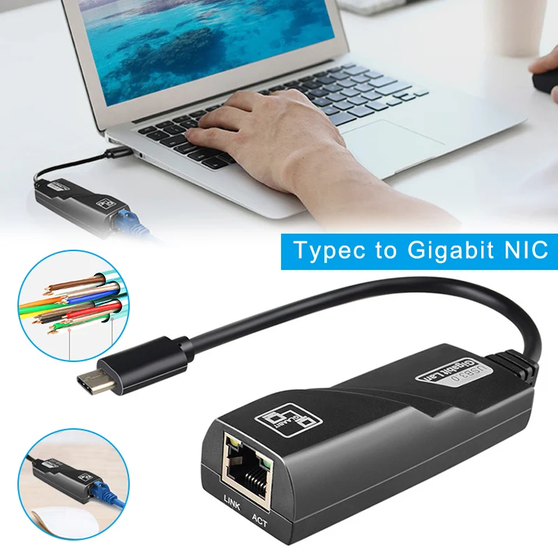 Тип C к RJ45 Gigabit 1000M сети Ethernet адаптер для ноутбука домашний офис новое поступление