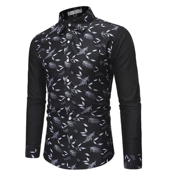 

Mens Floral Dress Shirts 2019 Brand Slim Fit Long Sleeve Shirt Men Casual Shirt Chemise Homme Business Casual Social Shirt Male