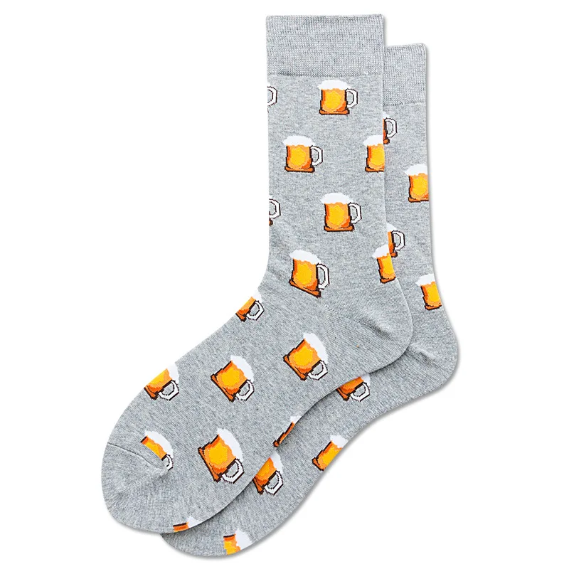 Мужские носки из чесаного хлопка, забавные, веселые, новинка, длинные носки для катания на скейтборде Beatles Rock Crazy Fun Funky, цветные носки с язычком - Цвет: 19