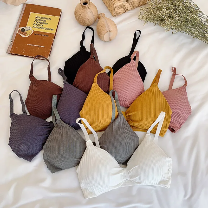 

Women Lingerie Bra Sexy Versatile Sweet Slim Solid Color Beauty Back Comfortable Wire Free Female Bras