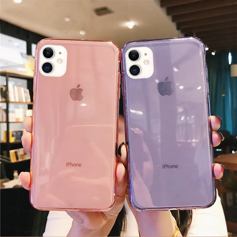 Lovebay Solid Color Clear Phone Case For iPhone 11 7 8 6 6s Plus X XR XS 11Pro Max Transparent Candy Soft TPU Back Cover Fundas |