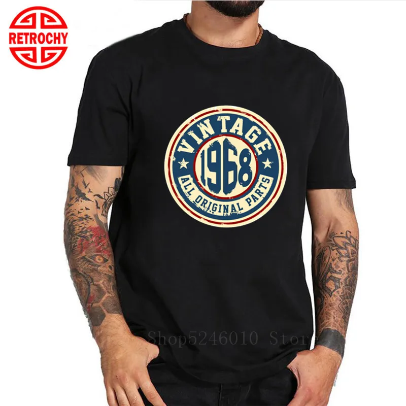 

51th Birthday Made In 1968 51 Years of Being Awesome Vintage Print T Shirt Men Short Sleeve O-neck Cotton T-shirt Father's Shirt