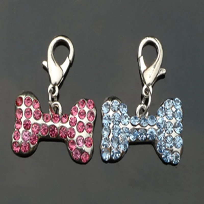 Rhinestone Dog Tag кристалл в форме кости подвески для Ошейников для собак ювелирные замки-карабины кулон аксессуары для животных