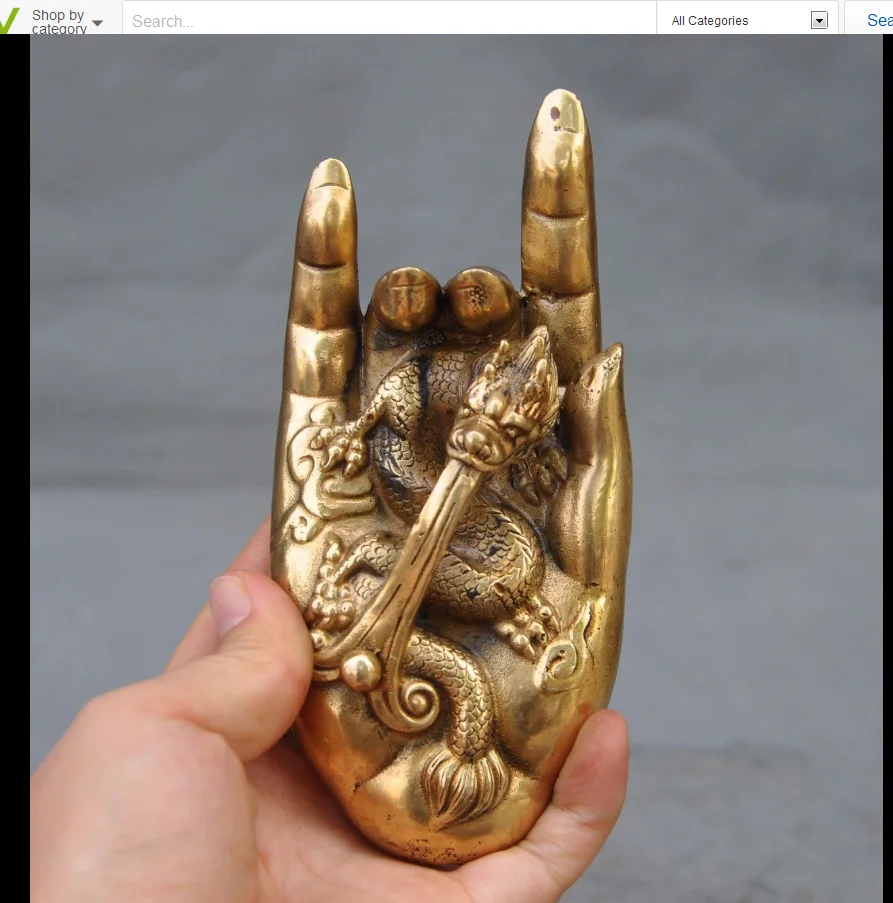 zhmui88002375&lt&lt+china chinese Feng shui brass Zodiac Year Animal Dragon zun Buddha hand statue | Дом и сад