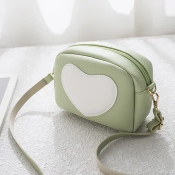 

Women's color matching peach heart shoulder phone bag 2020 summer new product sweet lady crossbody clutch coin purse