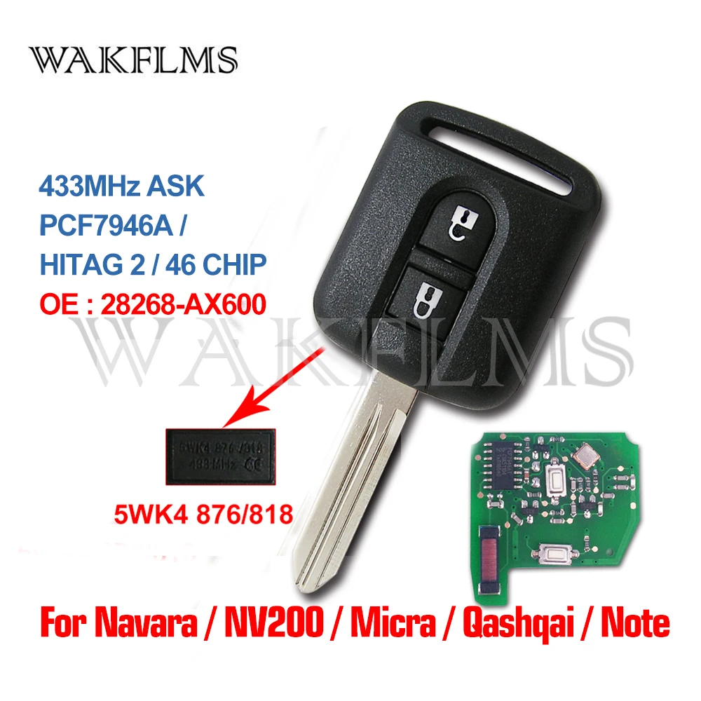 5WK4 876/818 дистанционный брелок для Renault Maxity Nissan Qashqai Elgrand X-TRAIL Navara Micra K12 Note Cabster NV200 Pathfinder