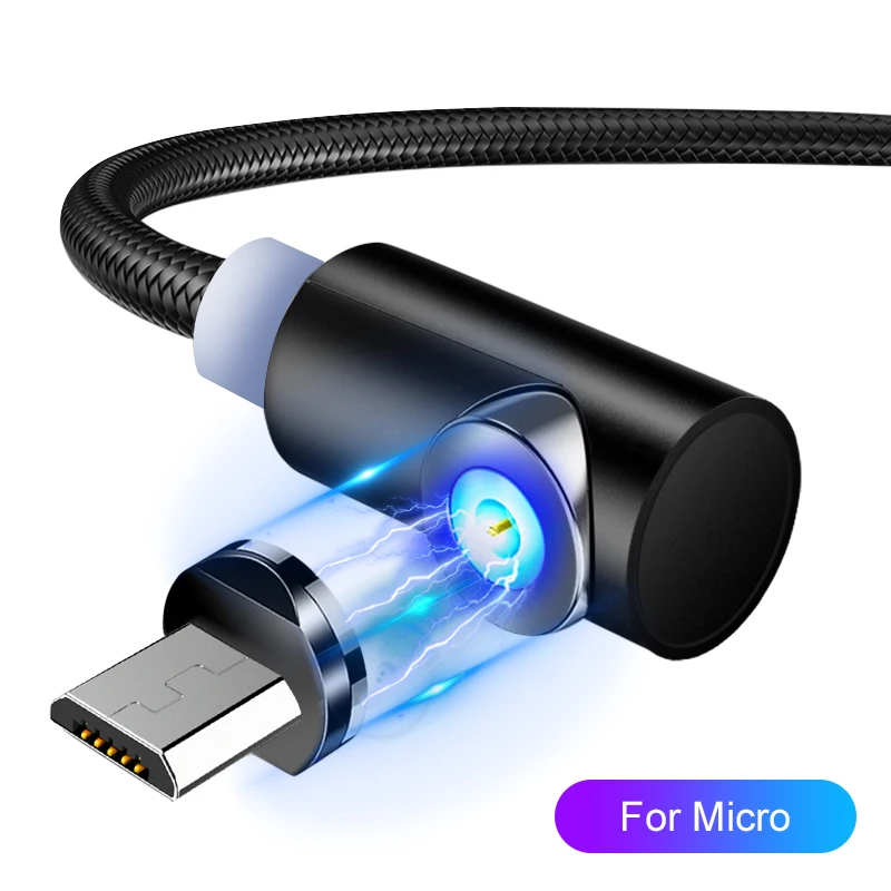 For Micro USB Black Магнитный Micro USB кабель со светодиодный для samsung huawei Xiaomi usb type C Магнитный кабель для быстрой зарядки USB C кабели для мобильных телефонов - Цвет: For Micro USB Black