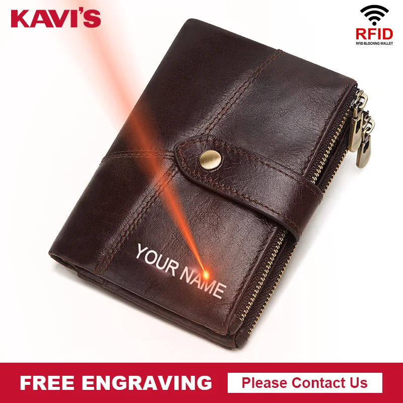 Кошелек мужской из 100% натуральной кожи с RFID-защитой и бесплатной гравировкой |