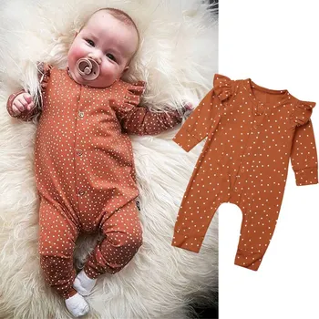 

2020 Baby Clothing Newborn Cotton Romper Baby Boy Girl Dot Jumpsuit Solid Infant Clothes Warm Outfit Spring Autumn