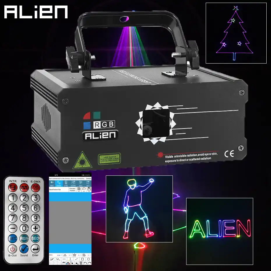 ALIEN 500mW RGB DMX SD Card Animation Laser Projector PRO DJ Disco Stage Lighting Effect Party