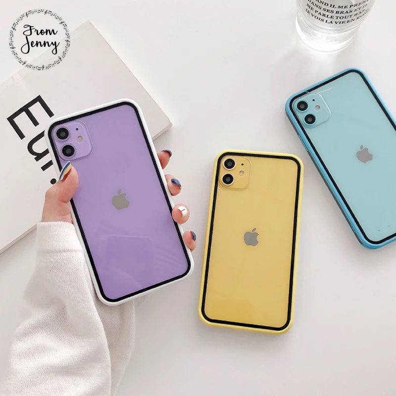 

From Jenny Contrast border for iPhone 11 Pro x xr xs max 7 8 Plus simple transparent mobile phone protection hard case