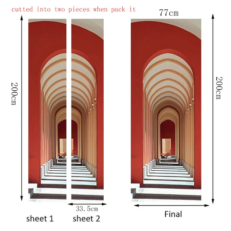 3D дверь стикер Европейский стиль Арка настенная живопись фотообои плакат двери Стикеры s ПВХ Самоклеющиеся съемный домашний декор для двери