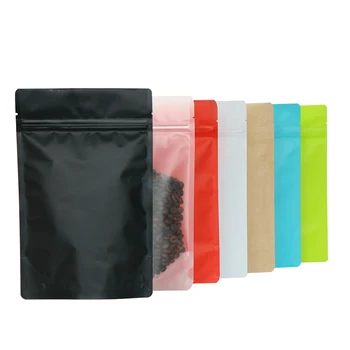 

50pcs Colorful Aluminum Foil Self Sealed Packaging Bag Storage Food Gift Adhesive Frosted Food Bag Logo Custom Coffee Bean