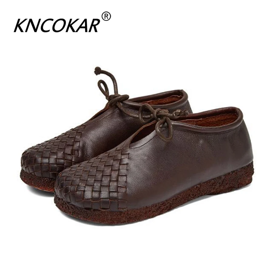 

Spring and summer new retro soft bottom with tied rope flat hand-woven comfortable single shoes women's shoes z0027