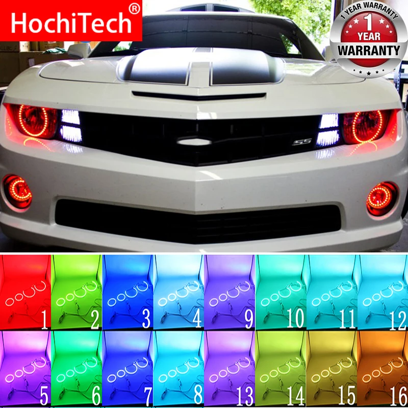 Многоцветный RGB светодиодный angel eyes Halo Ring Eye DRL RF пульт дистанционного управления для Chevrolet Chevy Camaro 2010 2011 2012 2013 Аксессуары