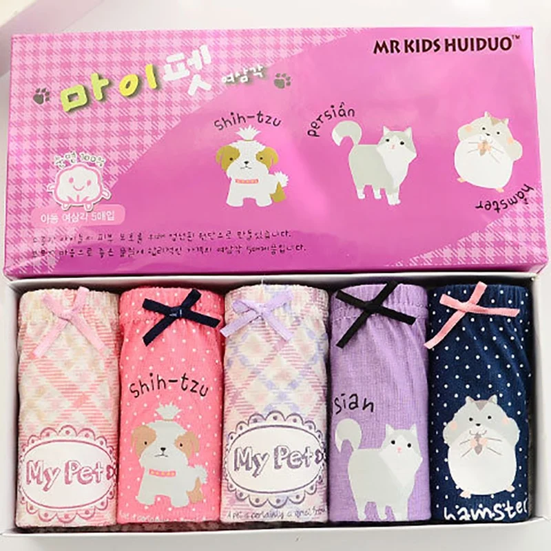 5Pcs/set Toddler Kids Girls Panties Cotton Cute Breathable Soft Cartoon Print for Children Underwear Panties Briefs z