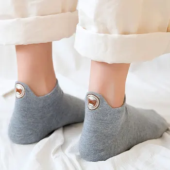 

2020 four seasons Universal The New Female socks Literary style lovely Embroidery bear fashion Candy colors Female sock cotton