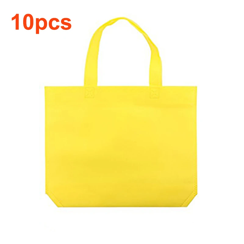 Yellow 10pcs 10 шт многоразовые подарочные сумки с 7 ручками, сумки для покупок для детей на день рождения, однотонные вечерние сумки, нетканые подарочные сумки - Цвет: Yellow 10pcs
