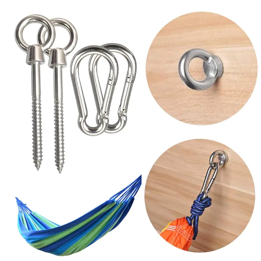 Hammock Suspension Set Hanging Chair Heavy-duty Eye Hook Ring Wood Screw Spring Outdoor Swing Accessories | Обустройство дома