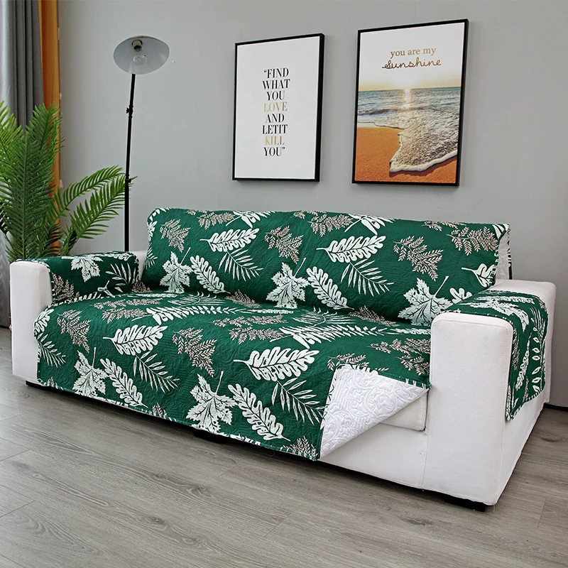 Дизайн с изображением листьев, противогрязный нескользящий чехол для дивана, коврик для собак, подушка, один два Трехместный моющийся съемный чехол для дивана