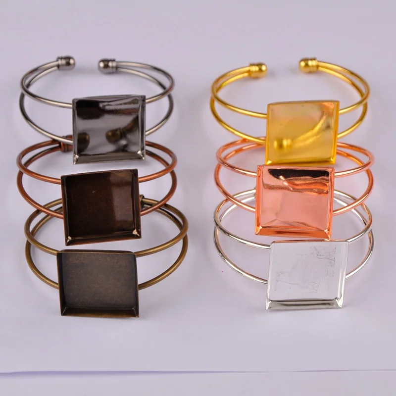 

Silver Plated Gold Antique Bronze Tone 50piece 25mm Square Bezel Bracelet Base Blank Jewelry Findings Accessories