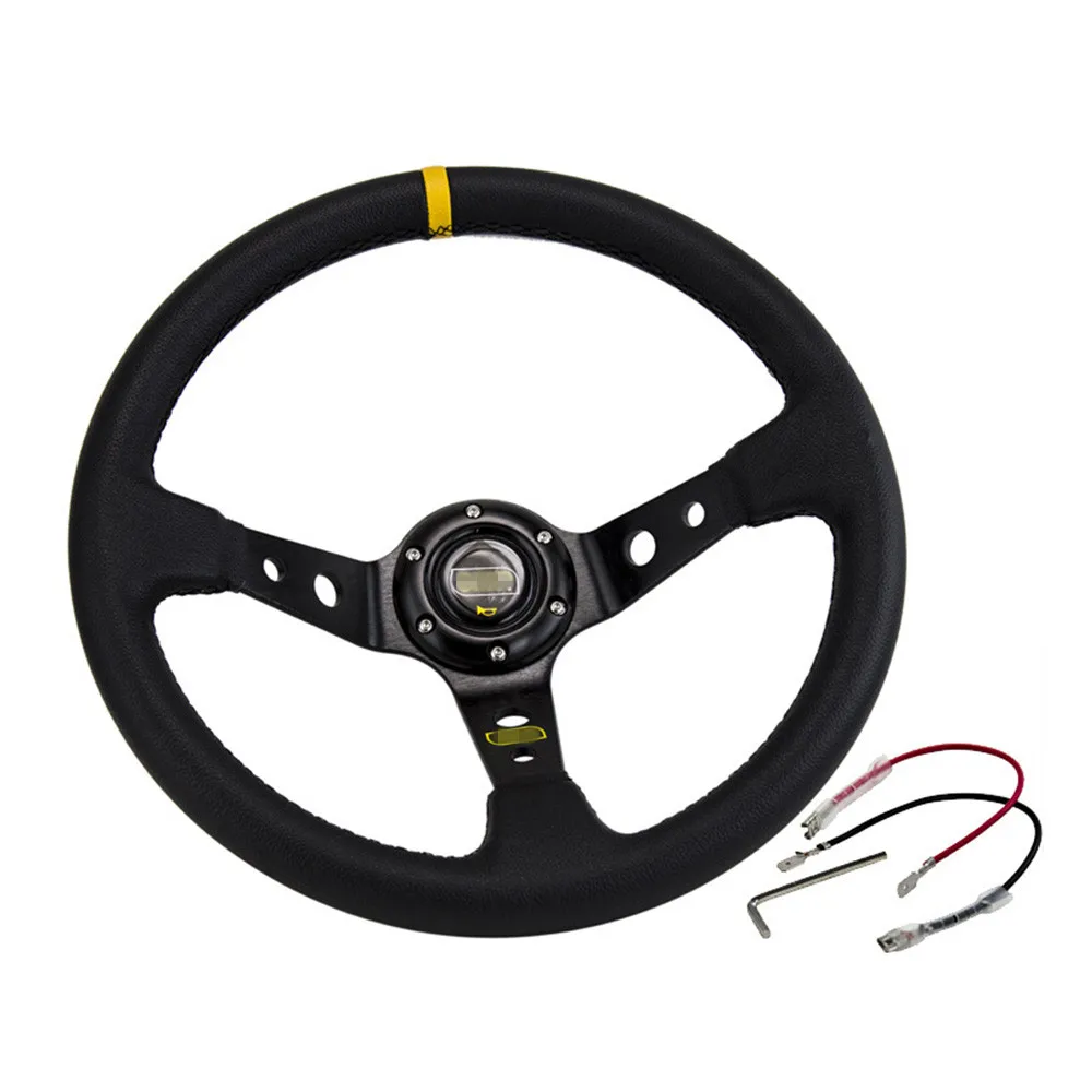 

Universal 14 inch Deep Corn Drifting Suede Leather Steering Wheel Car Racing Steering Wheels Car Accessory