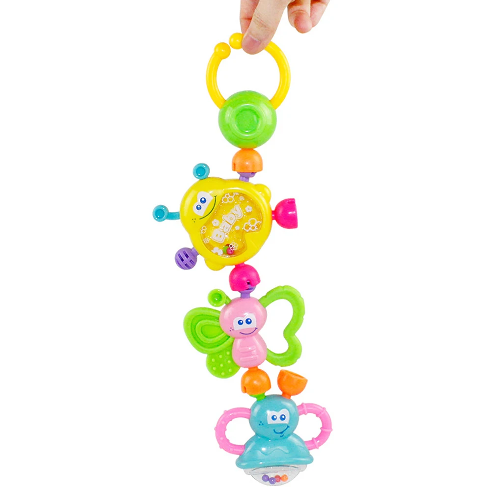 7Pcs/Set Cute Crib Teething Training Plastic Gift Toddler Baby Teether Hand Shaking Educational Toys Bell Rattles Infant Toys