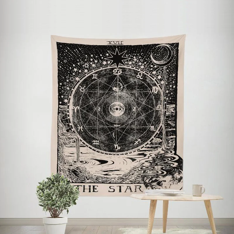 

1 Piece Polyester Thin Tapestry Star Moon Sun Wall Hanging Tapestries Decoration For Living Room Bedroom