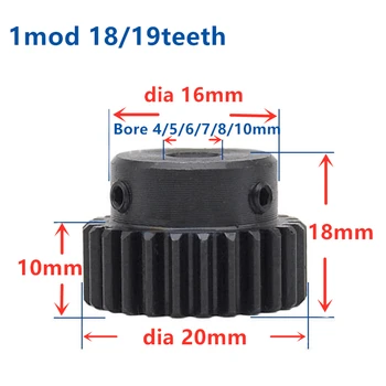 

2pcs Spur Gear pinion 1module 18T 19teeth Bore 5mm-8mm Straight Teeth Metal steel gear CNC gear transmission industry RC car