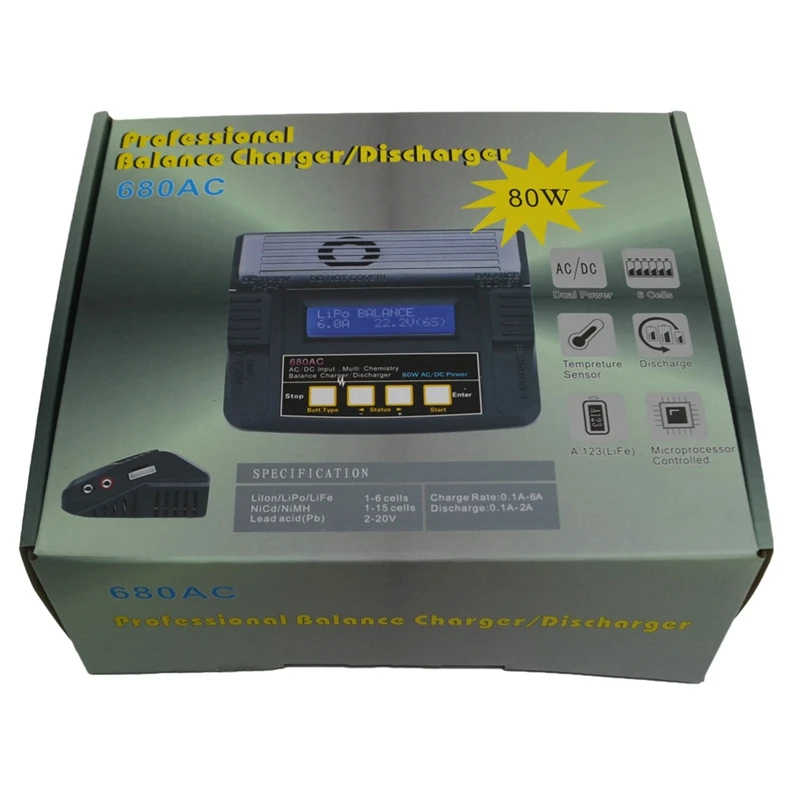 680AC 80 Вт 6A AC DC RC батарея баланс зарядное устройство Dis зарядное устройство для игрушек 1-6S LiPo LiFe Lilon NiCd NiMH батарея Зарядка мощность ЕС разъем