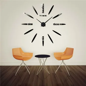 

Home DIY Large Wall Clock Stickers Alloy 3D Sticker Mute Wall Clock Stickers Removable Stick On Wall Quartz Clock For Wall Decor
