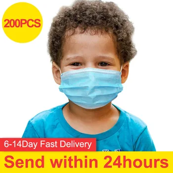 

200pcs Disposable Face Mask For Kids Masks 3 layers Filter mask Non Woven Earloop Masks For Boys Girls