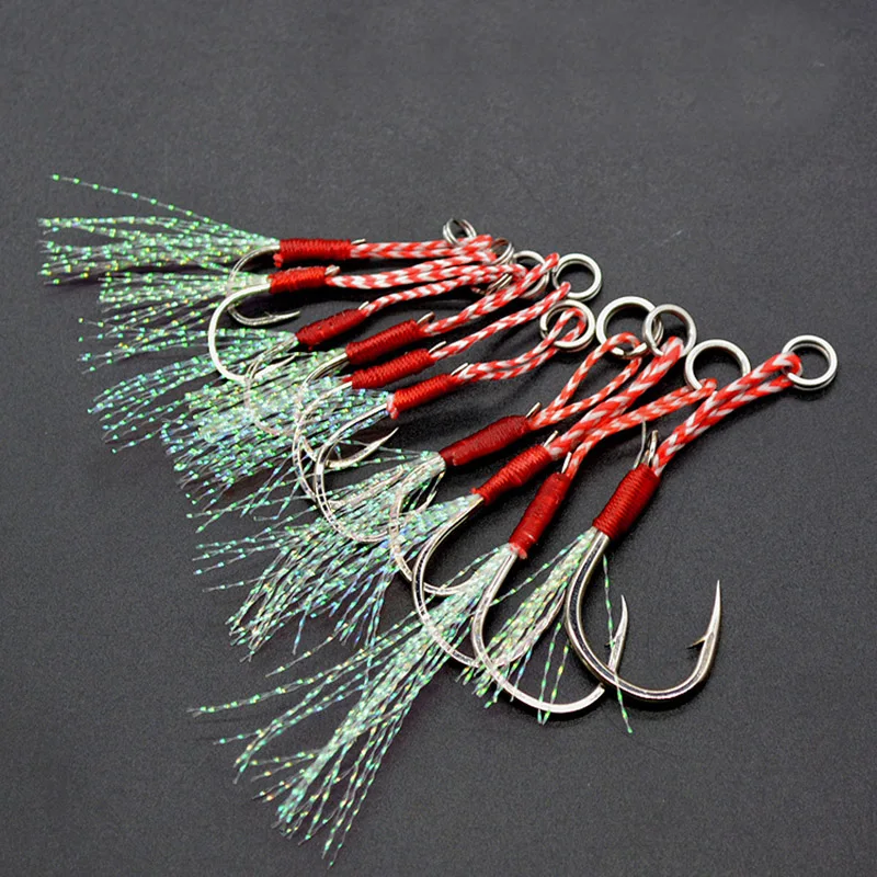 OBSESSION 10pcs/bag 2/0-7/0 Jigging Hooks Luminous Pike Saltwater Fishing  Hook Barbed Shank Twin Assist Hooks For Slow Jig Lures - AliExpress