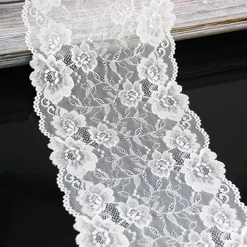 

(3 meters/lot) 21cm white elastic lace Fabric hollow underwear stretch lace Trim DIY ribbons