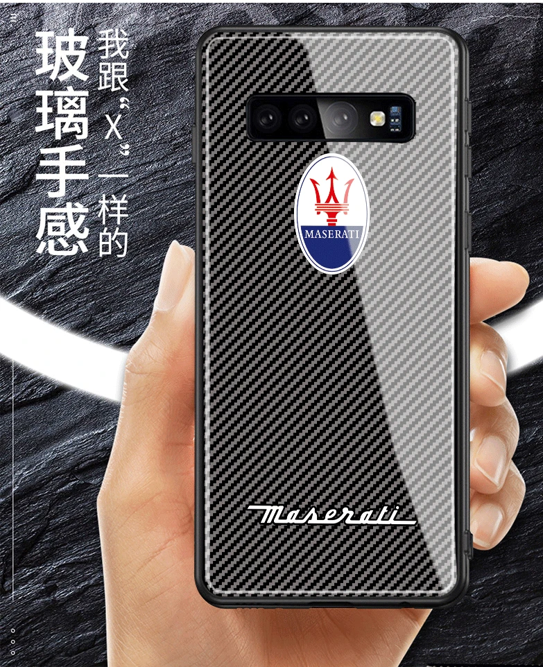 SAMSUNG S10e Maserati чехол для телефона Galaxy S10plus углеродное волокно линии стекло оболочки S10 Мягкий край