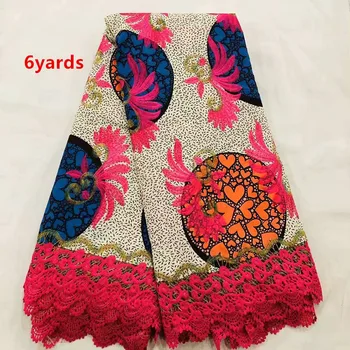 

on sale good quality print wax cloth with guipure lace fabric fashion african wax cloth lace for clothes JFOC207