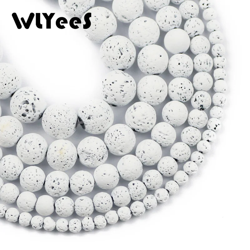 WLYeeS белые бусины из натурального камня 4 6 8 10 12 мм круглые резиновые свободного