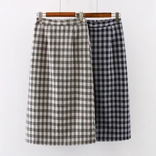 Зимняя шерстяная клетчатая юбка для женщин в английском стиле