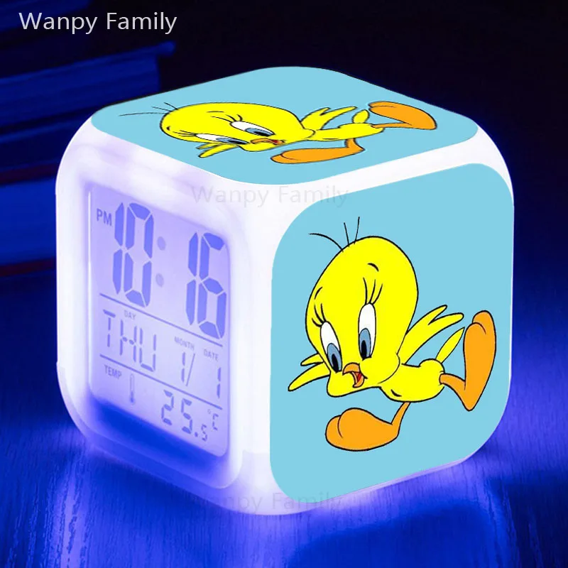 Очень прекрасный Твити Будильник 7 цветов светящийся светодиодный цифровой будильник для детей подарок на день рождения многофункциональные сенсорные часы