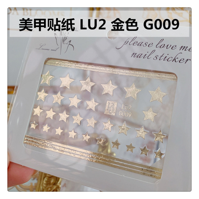 Nail Sticker Decal Patch Bronzing Letter Sticker Light Golden Alphabet Flowers Design for Nail Tattoo LU2 G001-G029