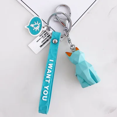 Dog Мультфильм Силиконовые животные геометрический брелок автомобильные украшения авто Интерьер Панда Кролик Собака брелок школьная сумка багажник украшения - Название цвета: Dog