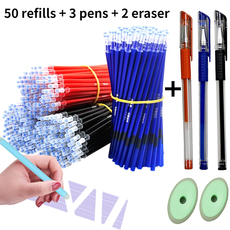 YMZ stationery 50/2PCS set erasable neutral pen core 0.5mm washable handle magic erasable pen, used for school pen writing tools